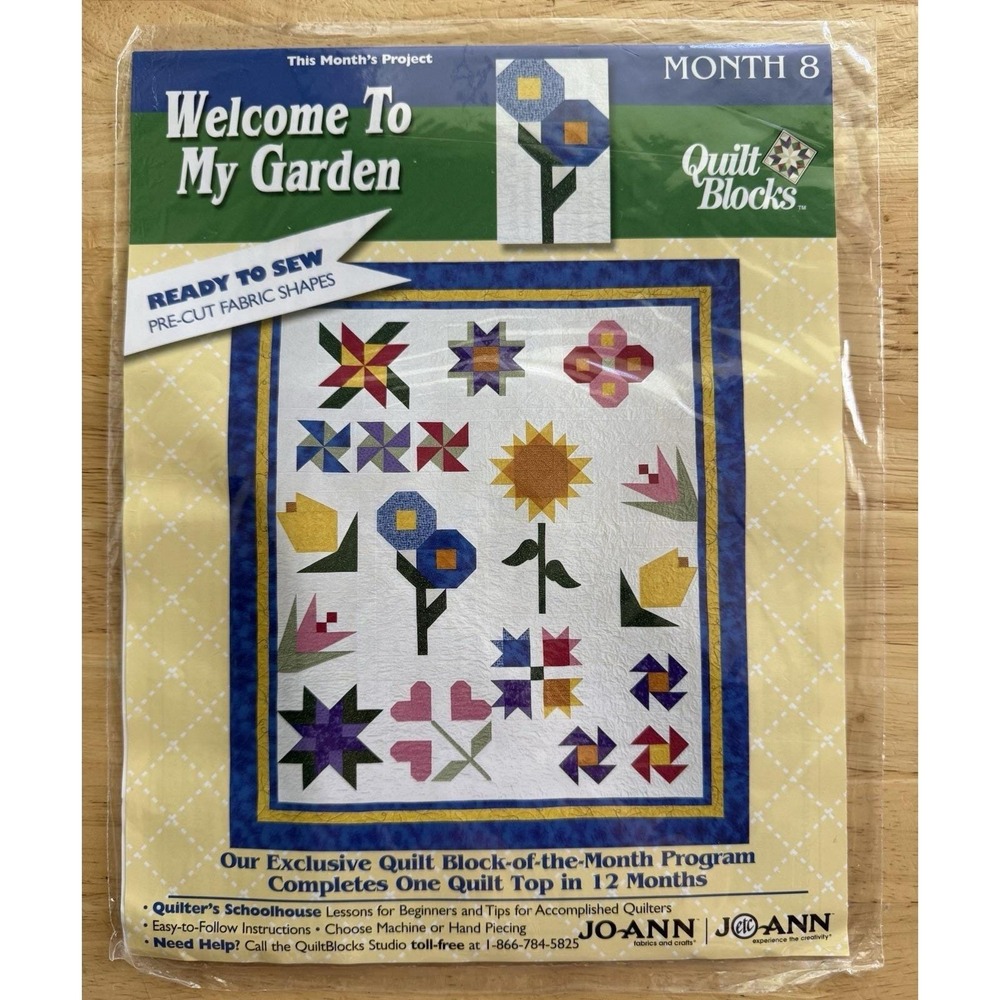 JoAnn Quilt Block Of The Month Kit ~ Welcome to My Garden Morning‎ Glory Month 8